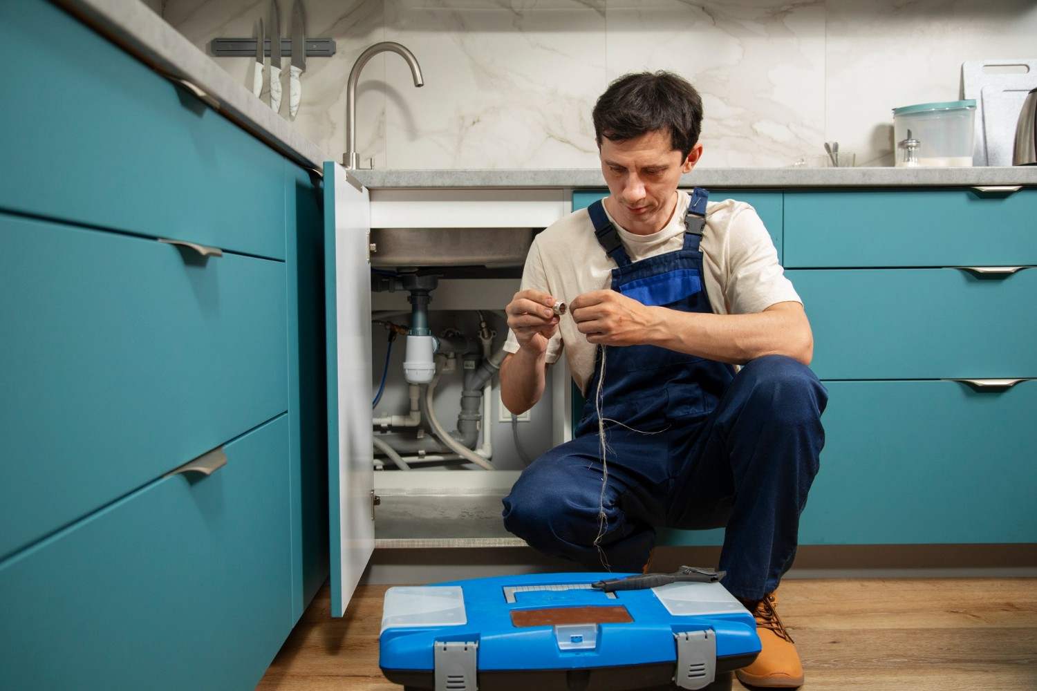 Emergency plumber attending a call-out